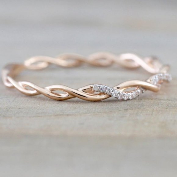 NEW Rose Gold Diamond Twisted Eternity Ring - Picture 4 of 5